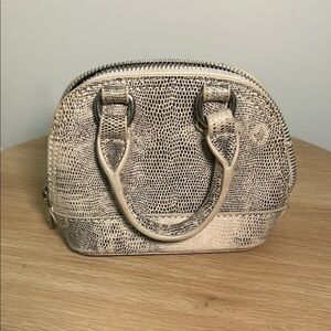 Faux Snakeskin Mini Cream Handbag